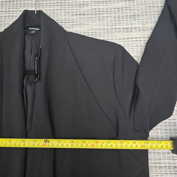 Express Blazer Jacket Women Medium Black Open Waterfall Cascading Minimalist NEW - Picture 8 of 11